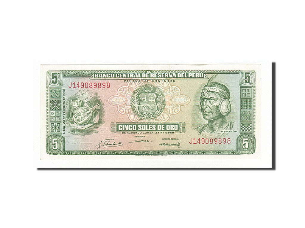 Peru, 5 Soles De Oro, 1968, KM:92a, 1968-02-23, AU(50-53)