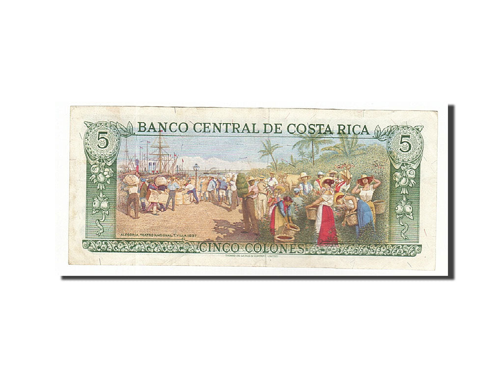 Billet, Costa Rica, 5 Colones, 1968-1972, 1970-06-30, KM:236b, TTB