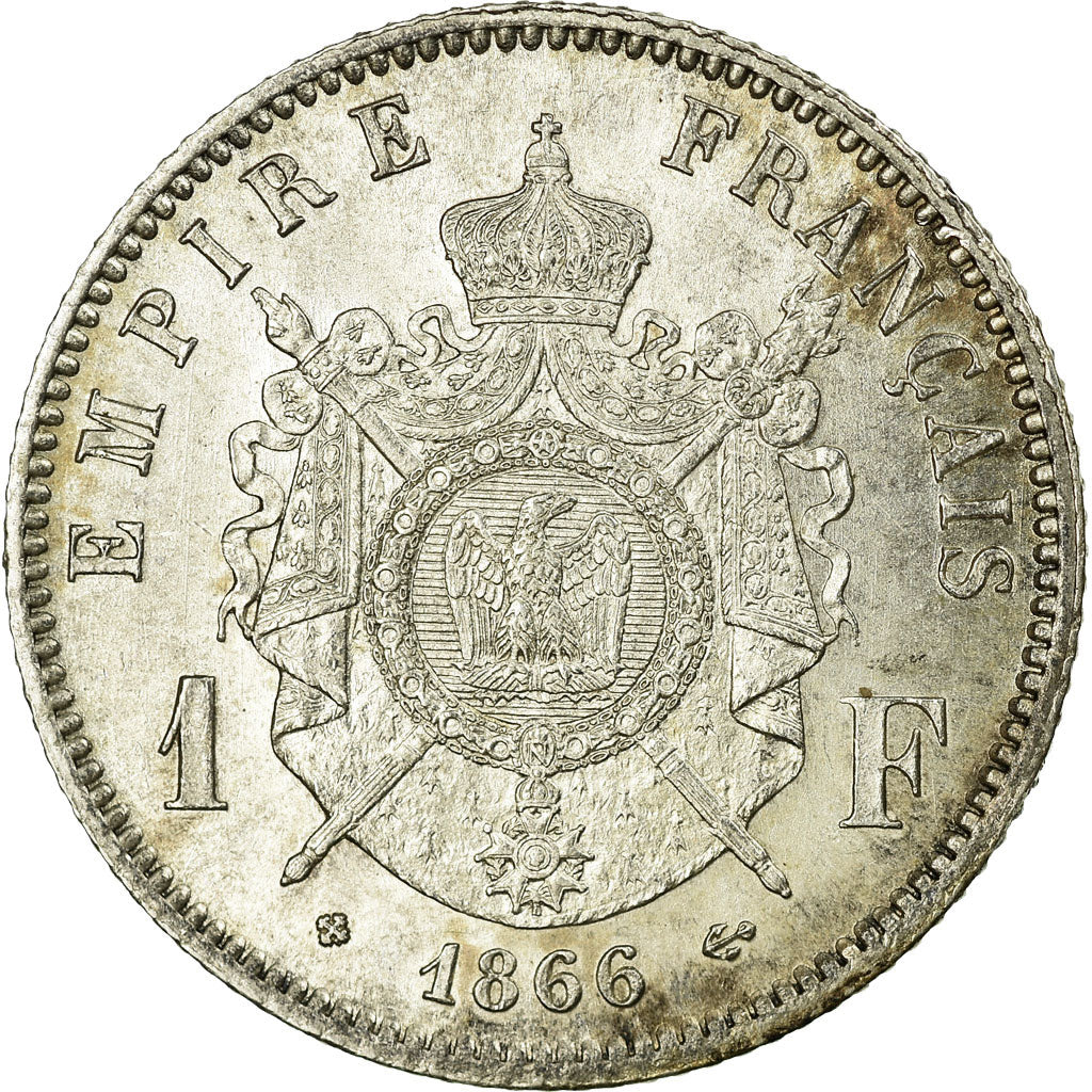 Coin, France, Napoleon III, Napoléon III, Franc, 1866, Paris, AU(55-58)