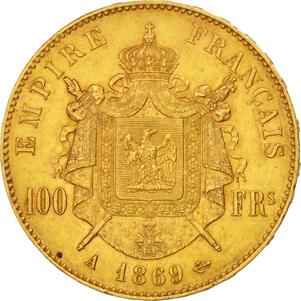 Coin, France, Napoleon III, Napoléon III, 100 Francs, 1869, Paris, AU(55-58)