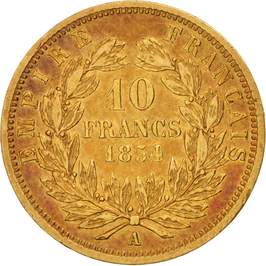 France, Napoleon III, 10 Francs, 1854, Paris, EF(40-45), Gold, KM 784.2