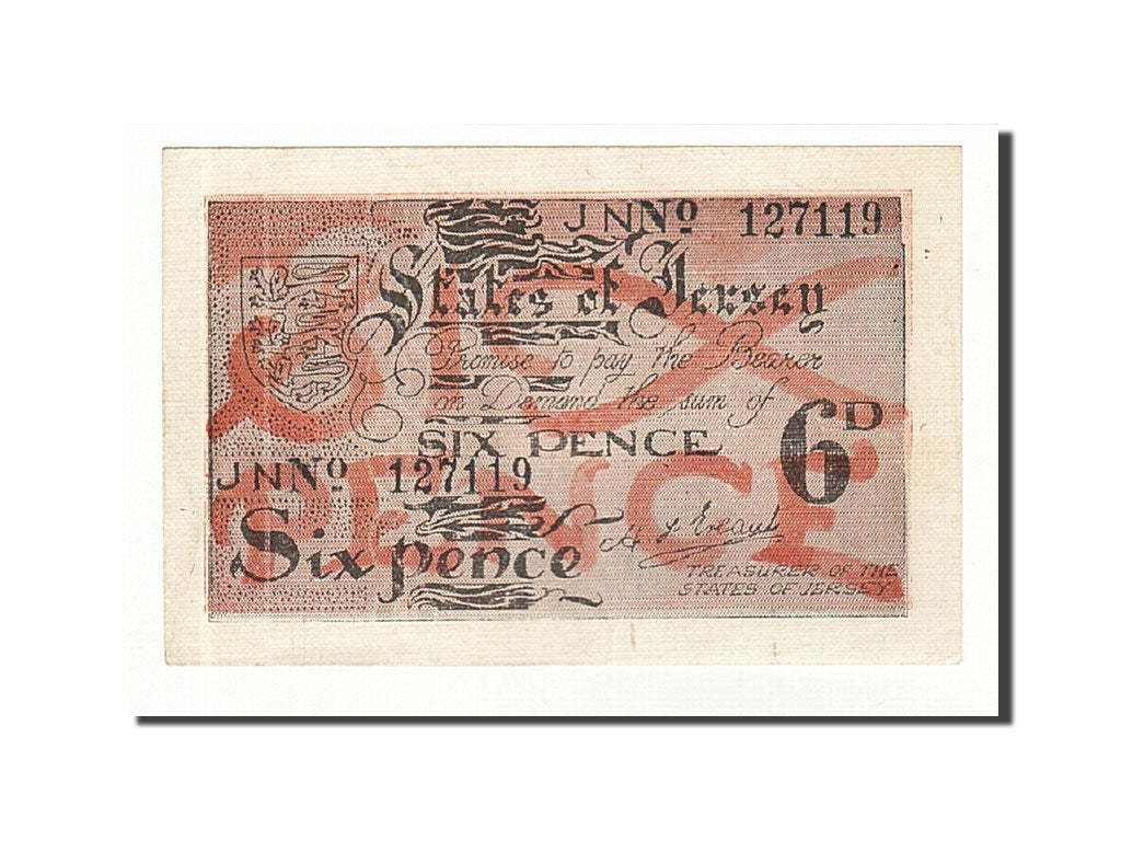 Banknote, Jersey, 6 Pence, 1941, Undated (1941-1942), KM:1a, AU(50-53)