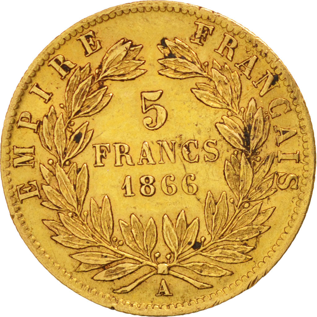 France, Napoleon III, 5 Francs, 1866, Paris, EF(40-45), Gold, KM 803.1