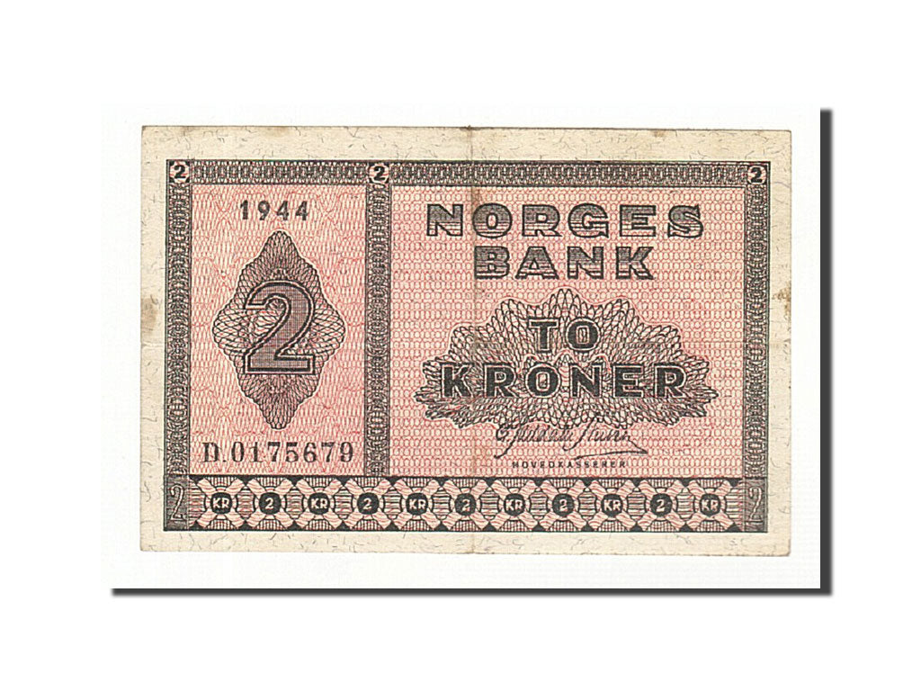 Banknote, Norway, 2 Kroner, 1940, 1944, KM:16a1, VF(30-35)