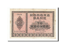 Billet, Norvège, 2 Kroner, 1940, 1944, KM:16a1, TB+