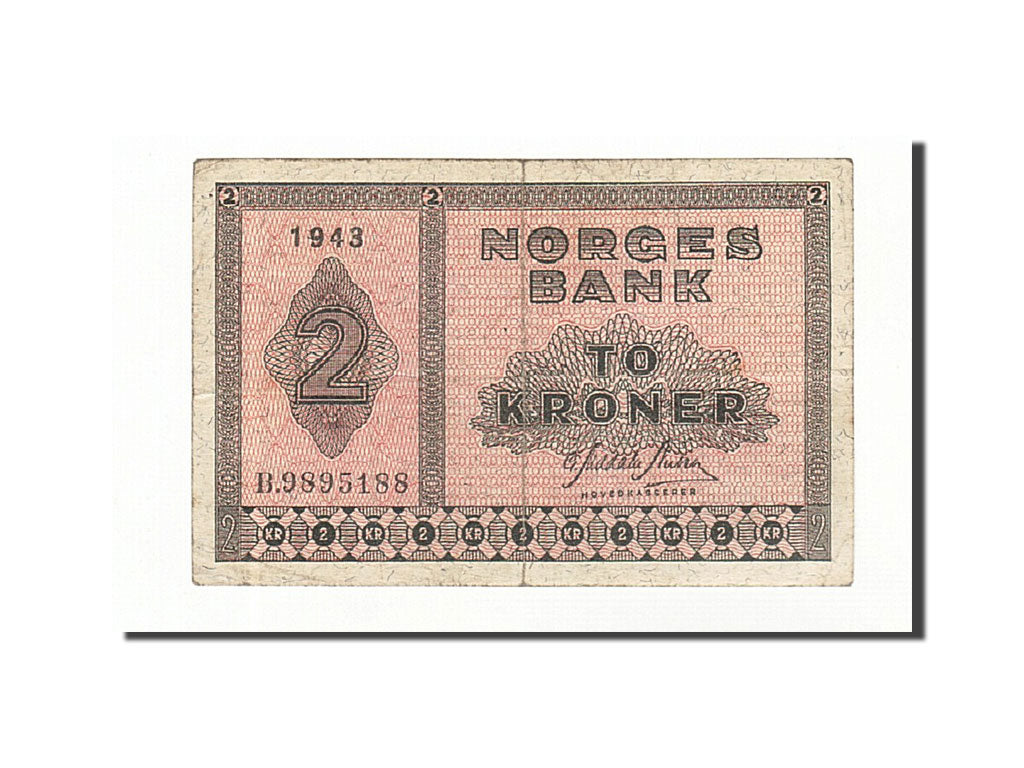 Norvegia, 2 Kroner, 1940, KM:16a2, 1943, MB+