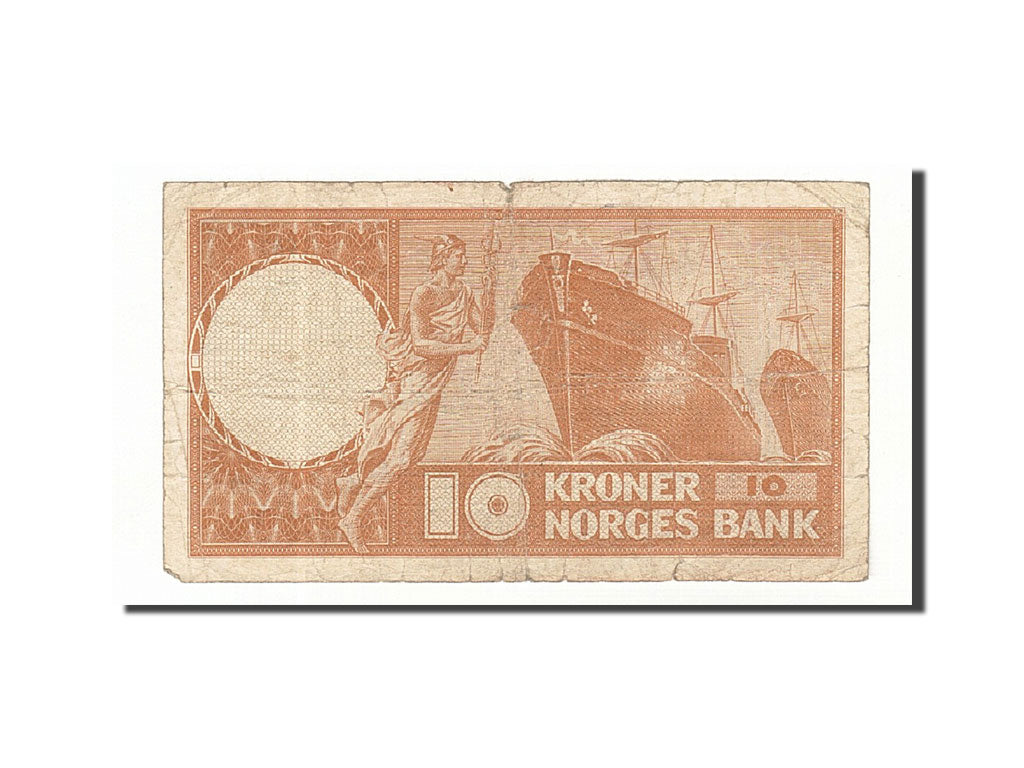 Norway, 10 Kroner, 1957, KM:31b5, 1957, VF(20-25)