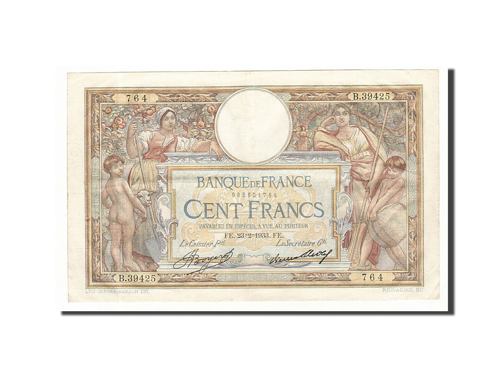 Billete, Francia, 100 Francs, 1933, 1933-02-23, MBC+, Fayette:24.12, KM:78c