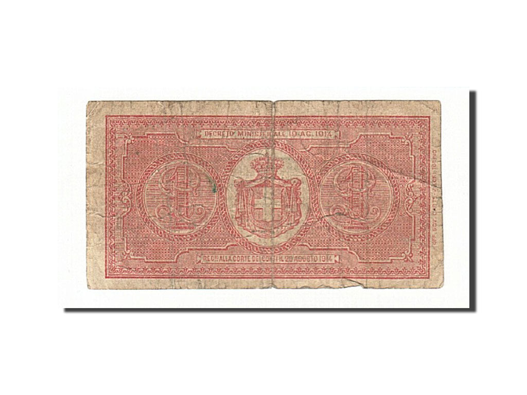 Italy, 1 Lira, 1914, KM:36a, 1914-08-19, VF(20-25)