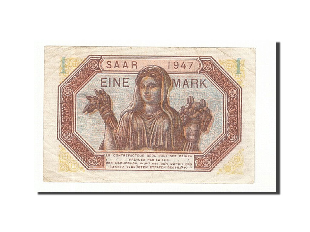 Saar, 1 Mark, 1947, KM:3, 1947, EF(40-45), Fayette: VF 44.1