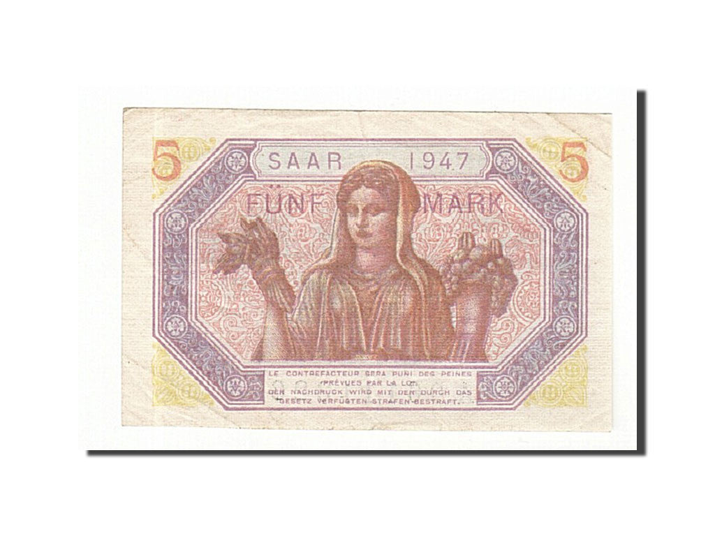 Saar, 5 Mark, 1947, KM:5, 1947, EF(40-45), Fayette: VF 46.1