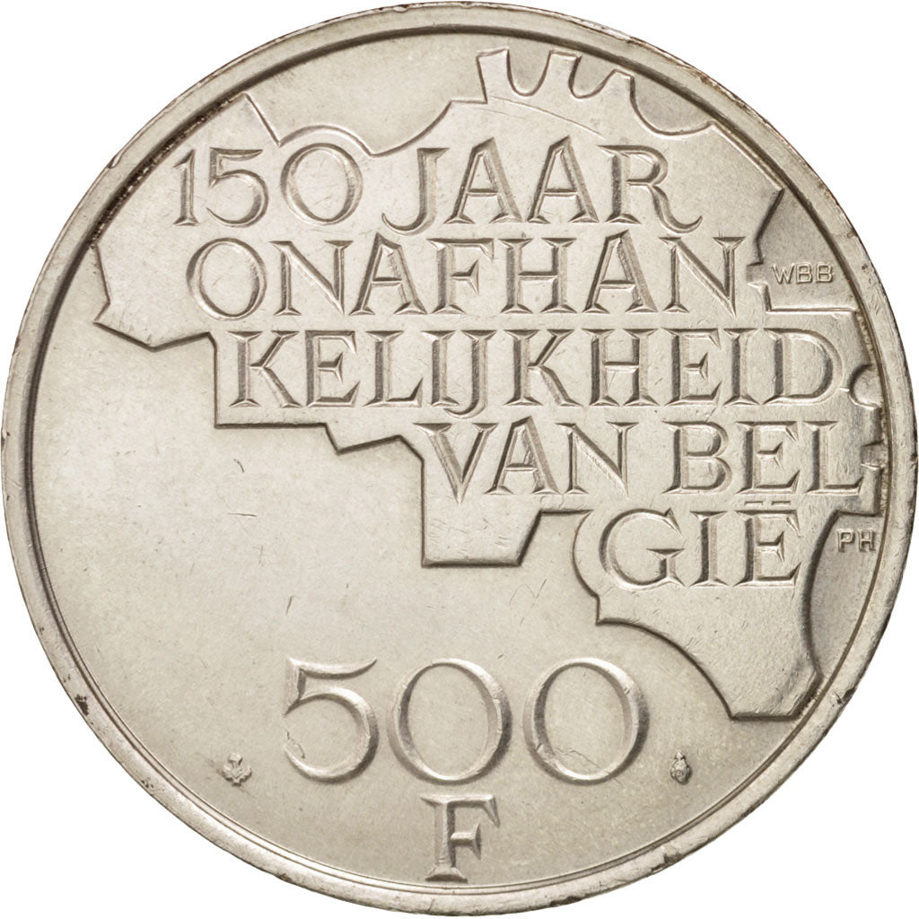Belgium, 500 Frank, 1980, Brussels, AU(55-58), Silver Clad Copper, KM 162