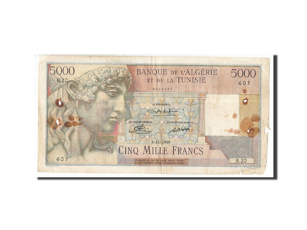 Algeria, 5000 Francs, 1949-1955, KM:109a, 1949-11-08, VF(20-25)