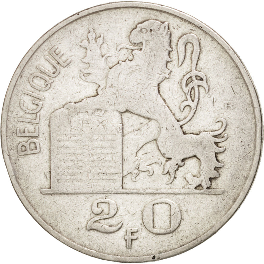 Belgio, 20 Francs, 20 Frank, 1950, MB+, Argento, KM:140.1