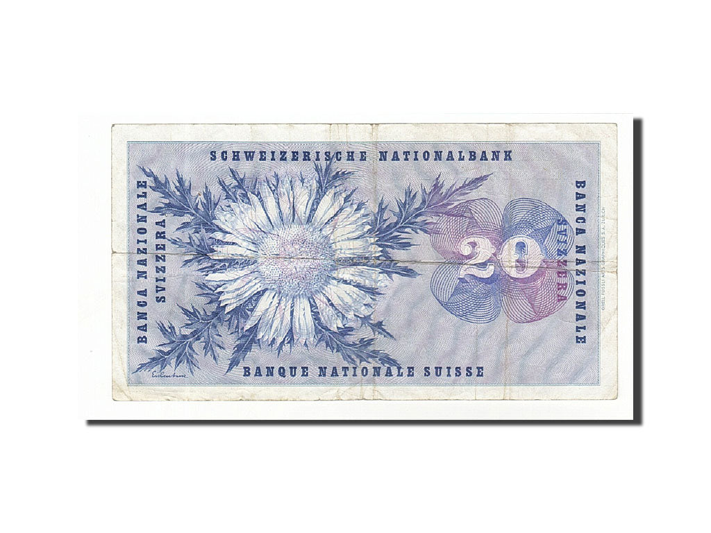 Banknote, Switzerland, 20 Franken, 1954-1976, 1963-03-28, KM:46j, VF(30-35)