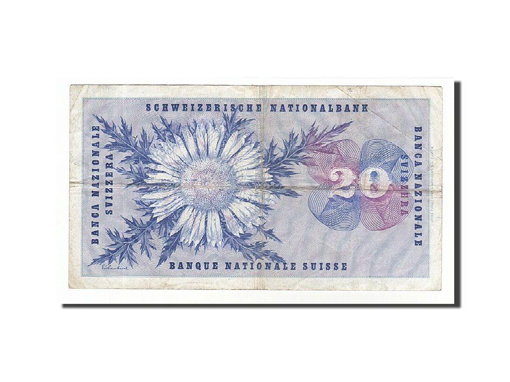 Suisse, 20 Franken, 1954-1976, KM:46j, 1963-03-28, TB