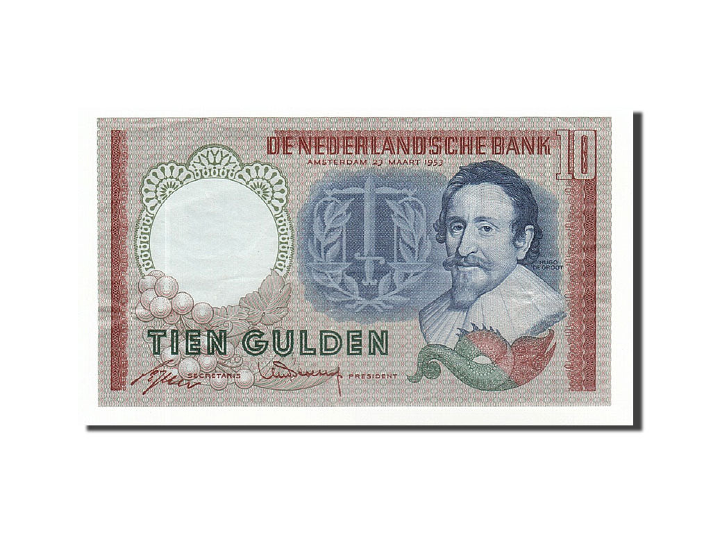 Netherlands, 10 Gulden, 1953, KM:85, 1953-03-23, AU(50-53)
