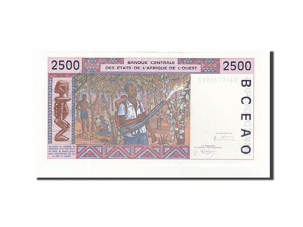 Togo, 2500 Francs, 1991-1992, KM:812Tc, 1994, UNC(65-70)