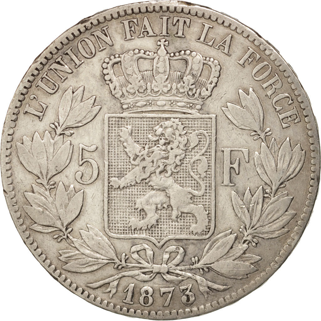 Belgium, Leopold II, 5 Francs, 5 Frank, 1873, EF(40-45), Silver, KM:24