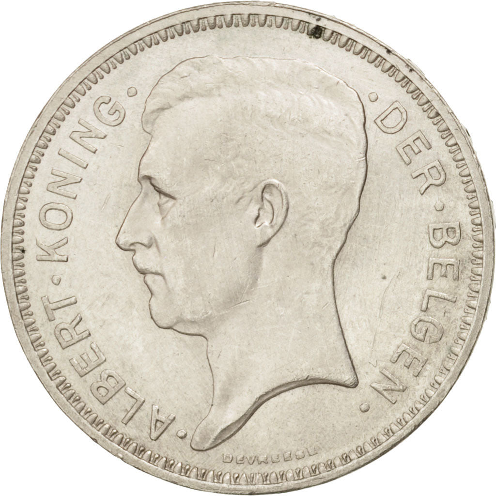 Belgien, 20 Francs, 20 Frank, 1934, AU(55-58), Silver, KM:104.1