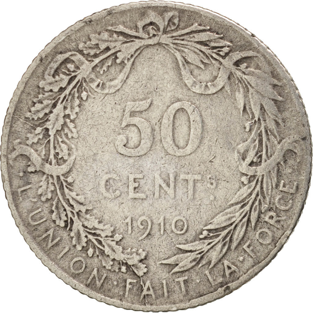 Belgien, 50 Centimes, 1910, VF(30-35), Silver, KM:70