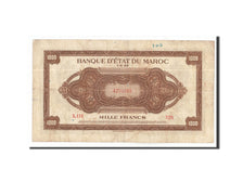 Morocco, 1000 Francs, 1943, KM:28a, 1943-08-01, VF(20-25)