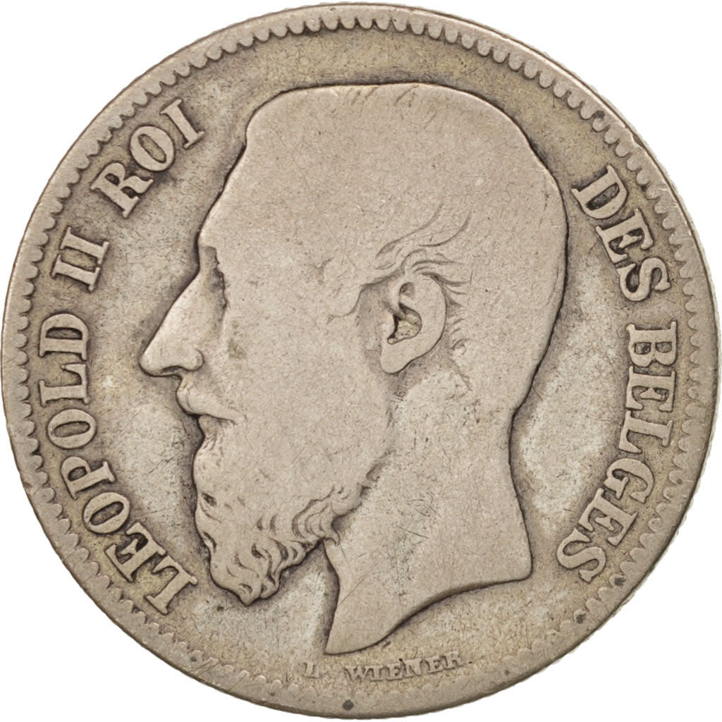 Belgium, Leopold II, 2 Francs, 2 Frank, 1866, F(12-15), Silver, KM:30.1