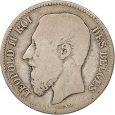 Belgium, Leopold II, 2 Francs, 2 Frank, 1866, F(12-15), Silver, KM:30.1