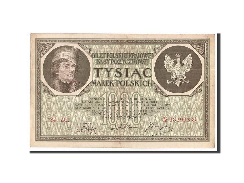 Poland, 1000 Marek, 1919, KM:22d, 1919-05-17, EF(40-45)