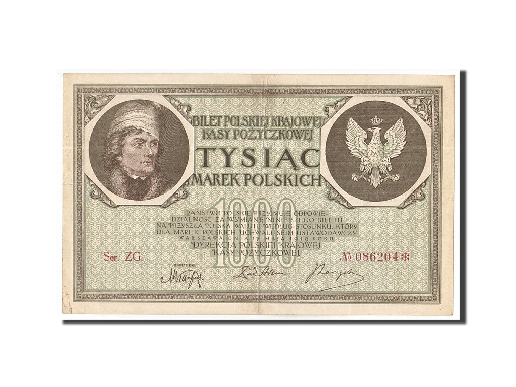 Poland, 1000 Marek, 1919, KM:22d, 1919-05-17, AU(50-53)