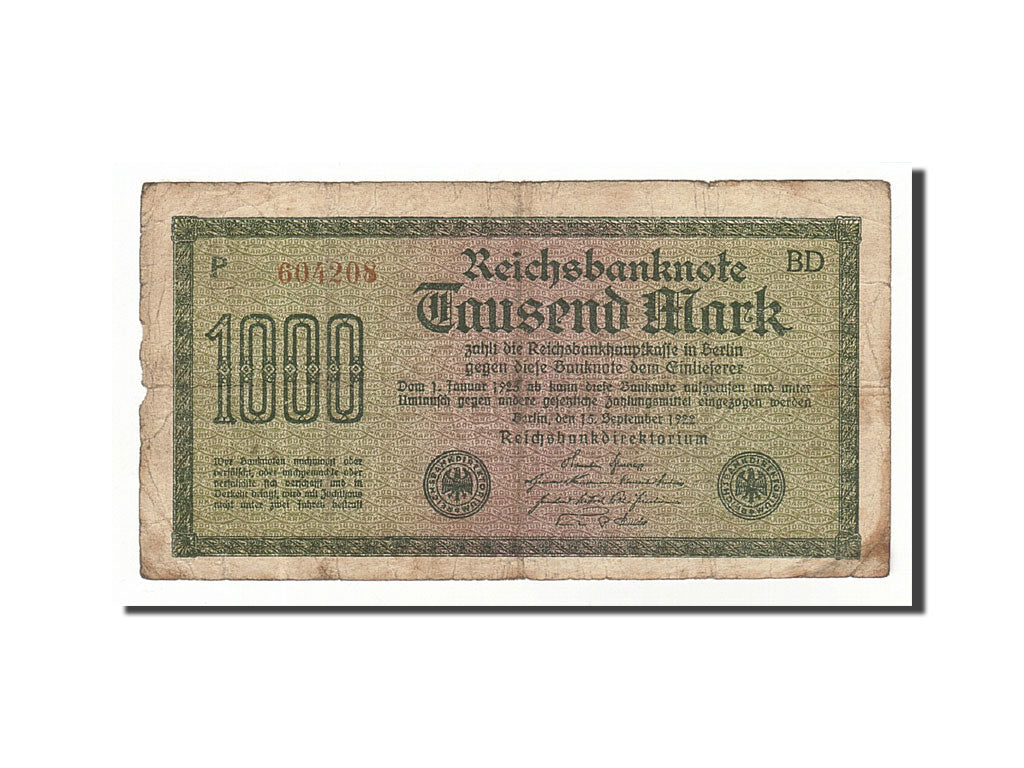 Banknote, Germany, 1000 Mark, 1922, 1922-09-15, KM:76c, F(12-15)