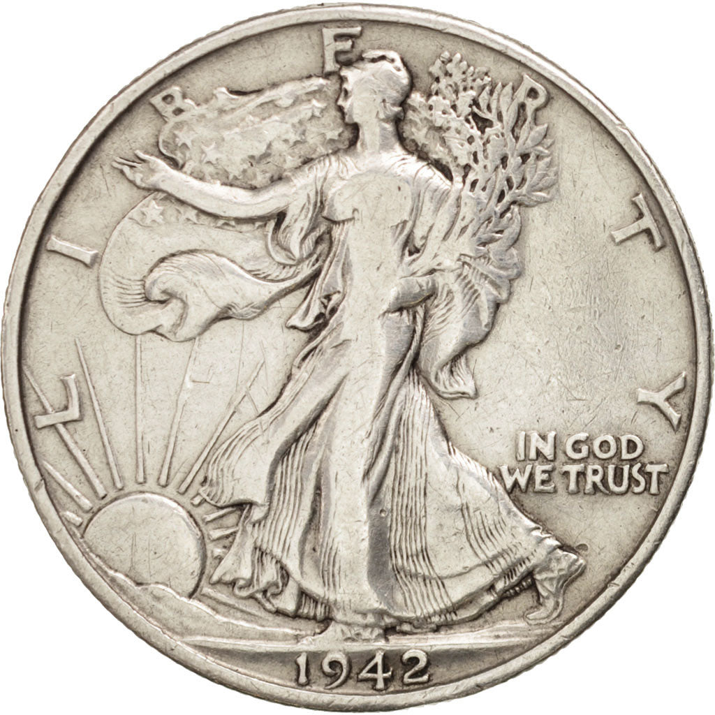 United States, Walking Liberty Half Dollar, 1942, Denver, Silver, KM 142
