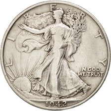 United States, Walking Liberty Half Dollar, 1942, Denver, Silver, KM 142
