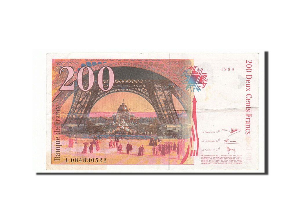 France, 200 Francs, 1999, KM:159c, 1999, EF(40-45), Fayette:75.5