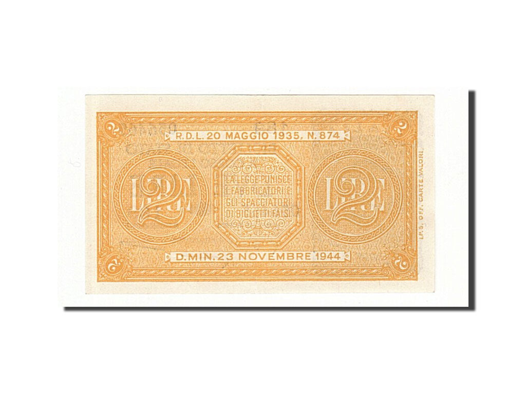 Banknote, Italy, 2 Lire, 1944, 1944-11-23, KM:30b, UNC(63)