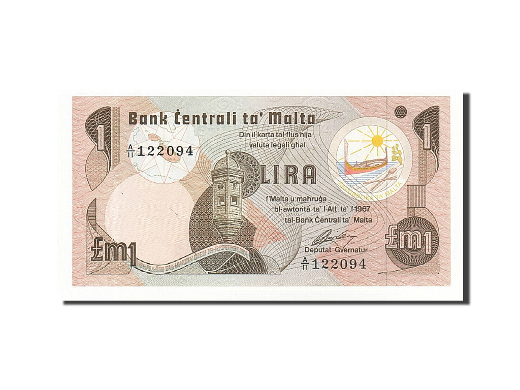 Malta, 1 Lira, 1979, KM:34b, Undated, UNC(63)