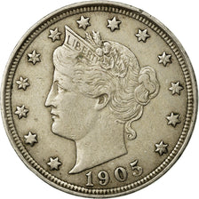 Moneta, USA, Liberty Nickel, 5 Cents, 1905, U.S. Mint, Philadelphia, EF(40-45)