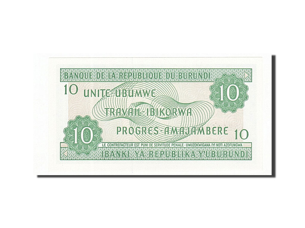 Banknote, Burundi, 10 Francs, 1981-2007, 2001-08-01, KM:33d, UNC(65-70)