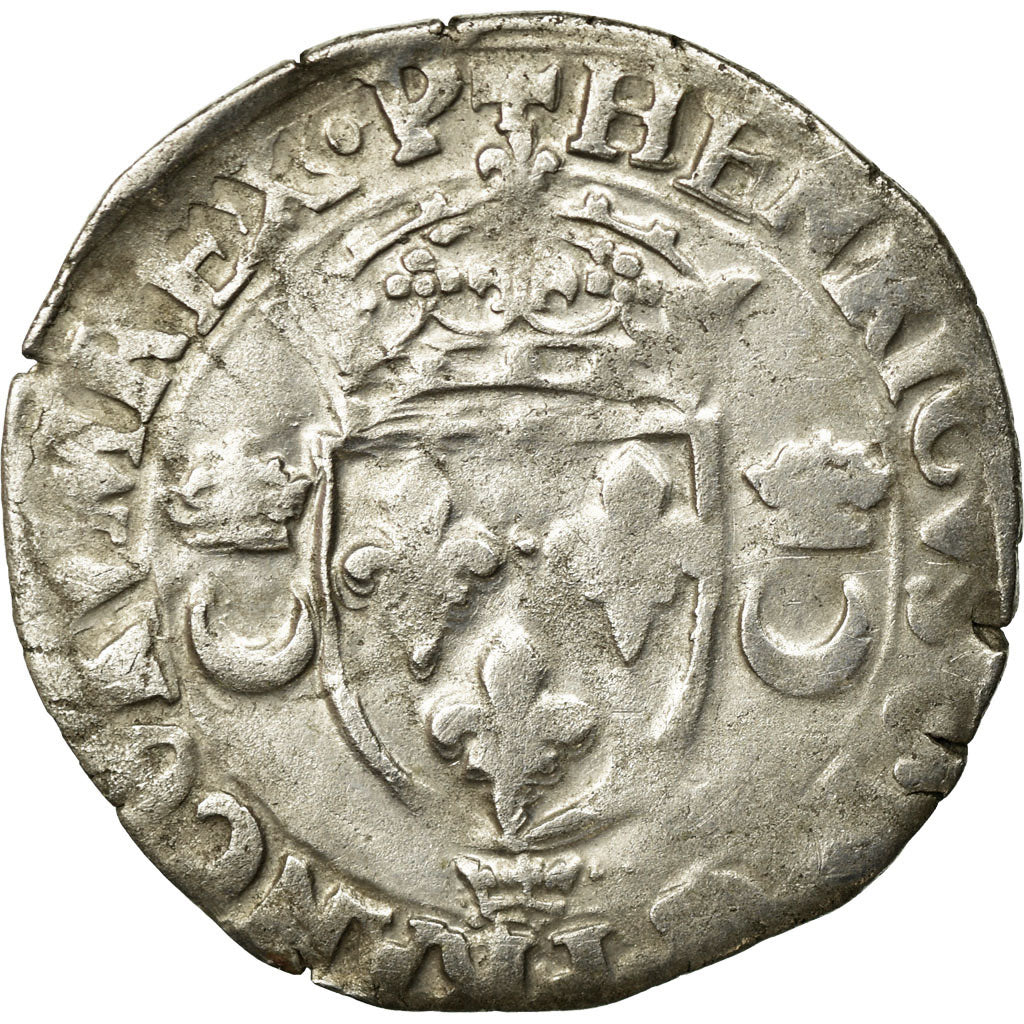 Monnaie, France, Douzain aux croissants, 1551, Cremieu, TB+, Billon