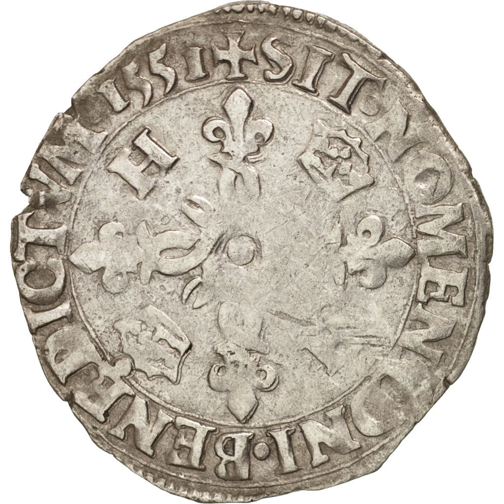 France, Douzain aux croissants, 1551, Rouen, TB, Billon, Sombart:4380