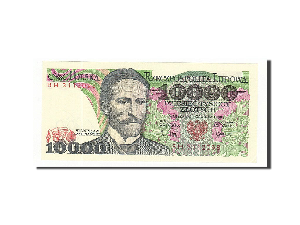 Polonia, 10,000 Zlotych, 1987-1990, KM:151b, 1988-12-01, FDS