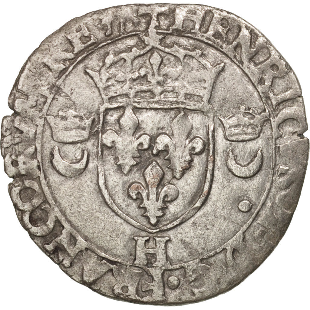 France, Douzain aux croissants, 1551, La Rochelle, VF(30-35), Billon,Sombart4380