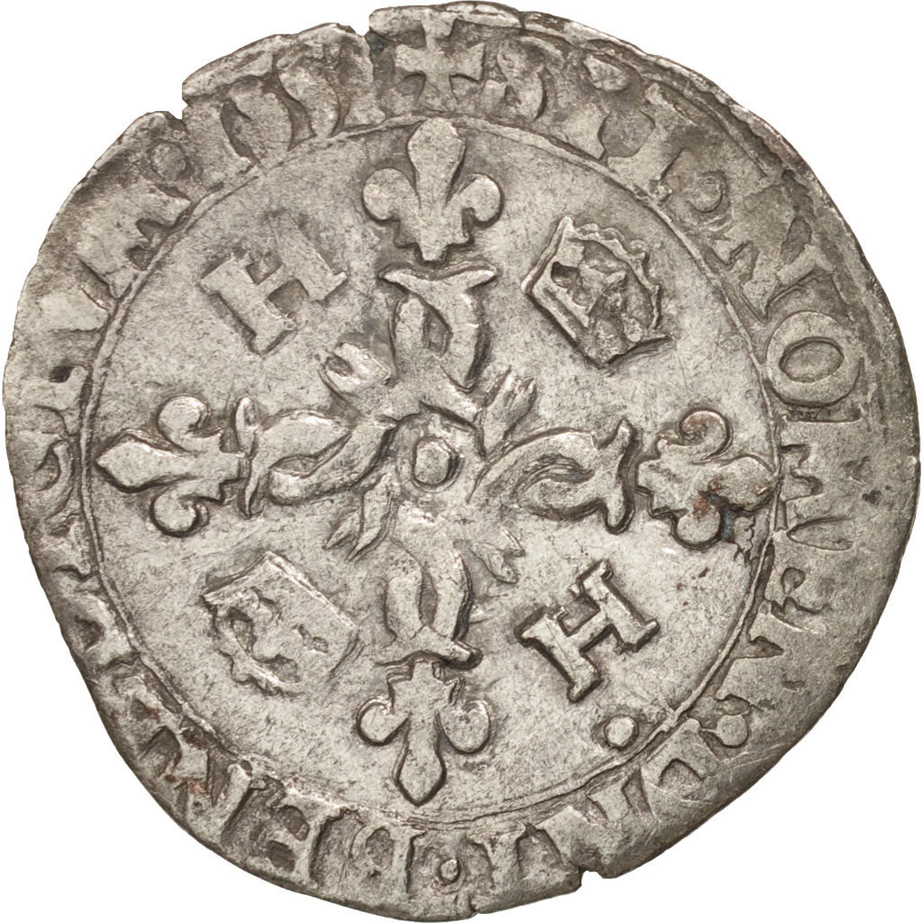 France, Douzain aux croissants, 1551, La Rochelle, VF(30-35), Billon,Sombart4380