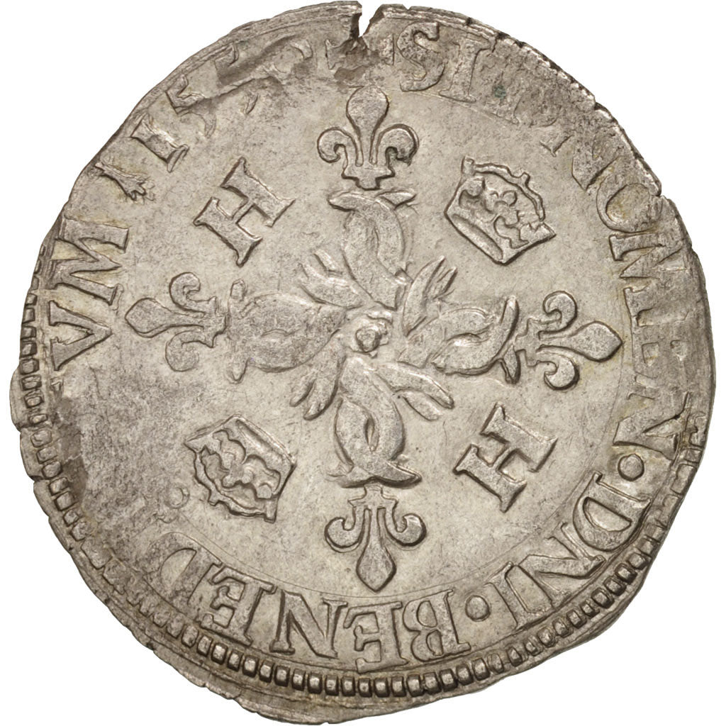 France, Douzain aux croissants, 1550, Nantes, VF(30-35), Billon, Sombart:4380