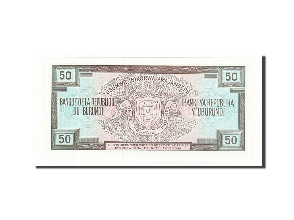 Banknote, Burundi, 50 Francs, 1977-1993, 1993-05-01, KM:28c, UNC(65-70)