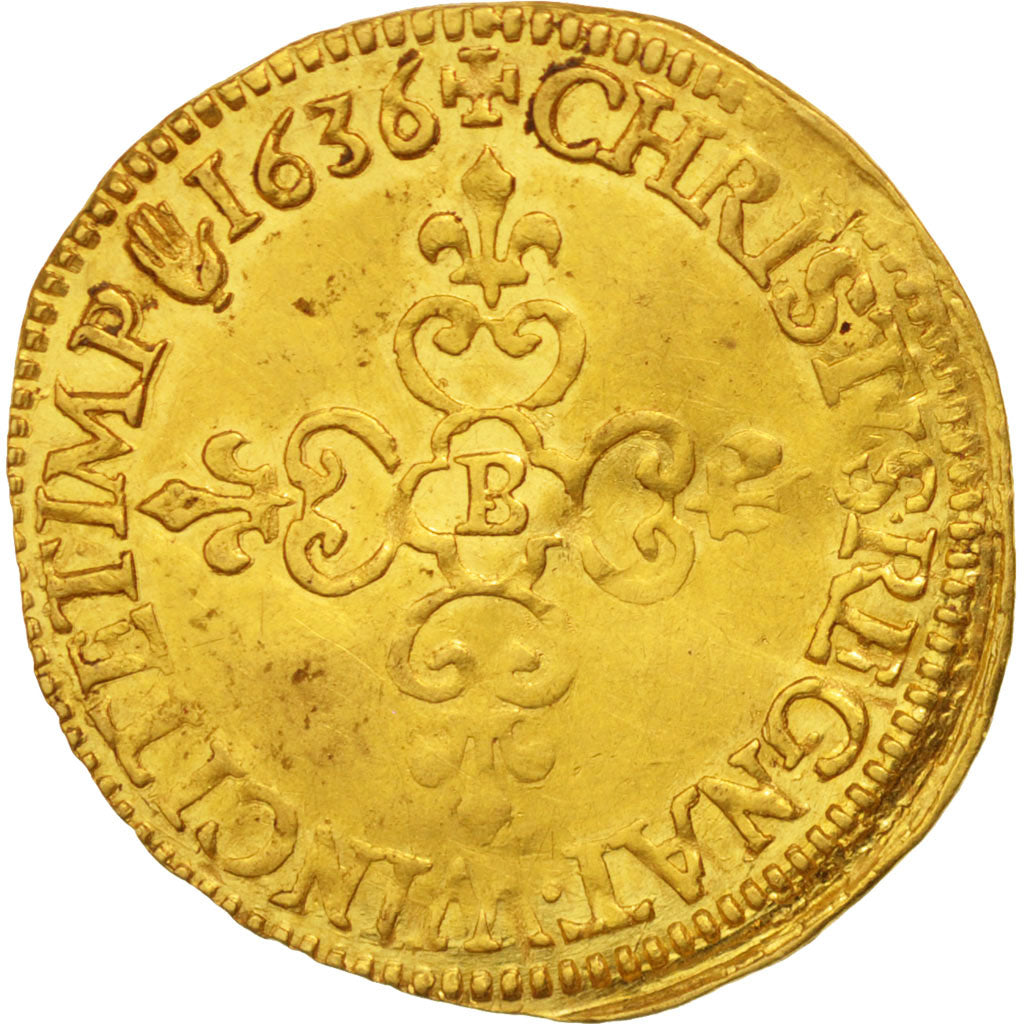 Münze, Frankreich, Louis XIII, Écu d'or, Ecu d'or, 1636, Rouen, SS+, Gold