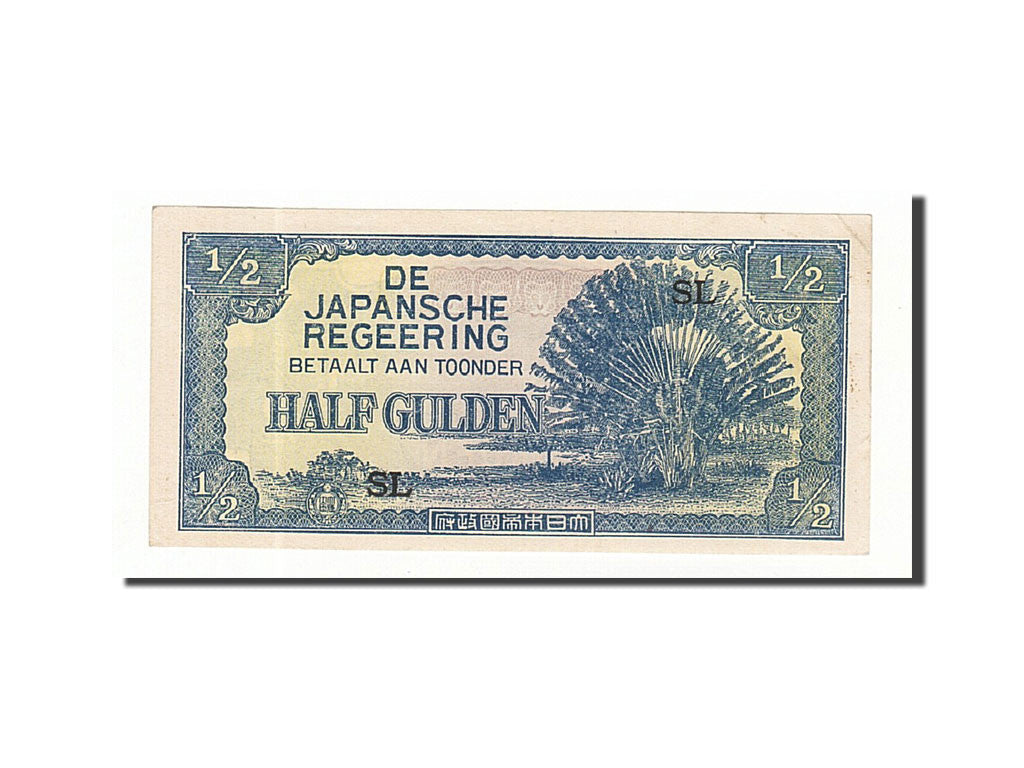 Netherlands Indies, 1/2 Gulden, 1942, KM:122b, Undated, UNC(63)