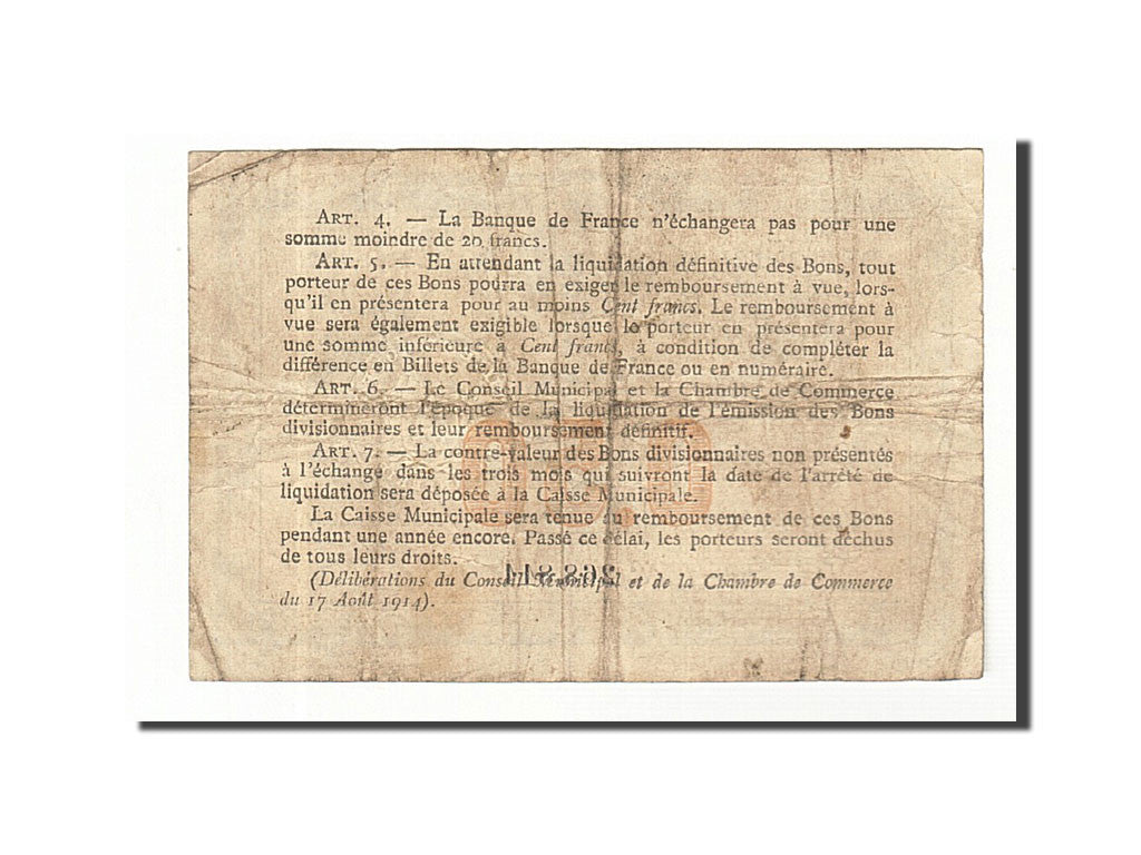 Banconote, Pirot:110-18, MB+, Rouen, 50 Centimes, 1916, Francia