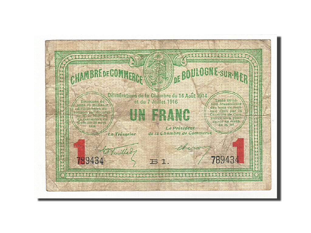 Billete, 1 Franc, Pirot:31-12, 1914, Francia, BC, Boulogne-sur-Mer