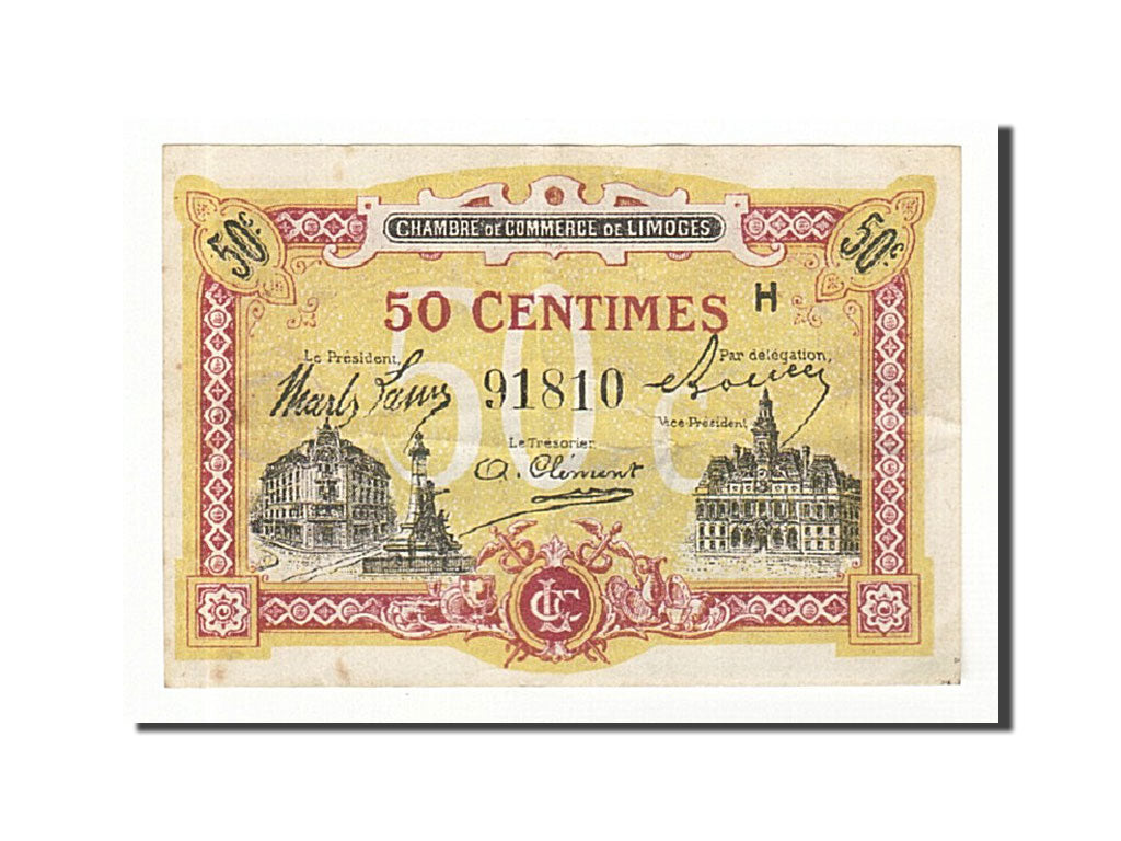 France, Limoges, 50 Centimes, EF(40-45), Pirot:73-23